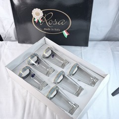 Rosa Italy Gold Rim Highball Glasses Set 6 Melania Ambra Blue Italian Glassware