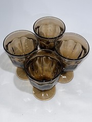 Vtg Noritake Provincial Brown Paneled Wine Glass Goblet 70s 80s Set of 4