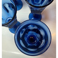 Vintage Imperial Glass Old Williamsburg Cobalt Goblets 5.3″ Set of 6 Deep Blue