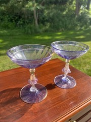 Antique 19th Century Salviati Murano Glass Cocktail Coupe Glasses Gold Fleck
