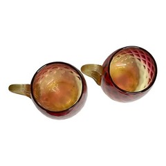 Antique Mt. Washington New England Amberina Punch Cups Pair USA ca. 1885-1890