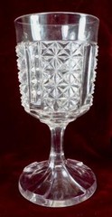 EAPG Goblet Daisy & English Hobnail Printed Clear Glass 1870s #121 As Is