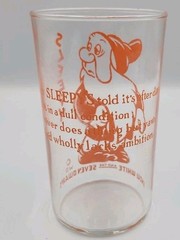 VTG Disney Sleepy Dwarf Orange Deco Clear Highball Glass Snow White and Seven