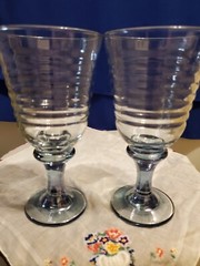 SALE! WAS 20. VTG PR LIBBEY SIRRUS LUSTER BLUE OVER 7IN BEEHIVE RIPPLED BOWL