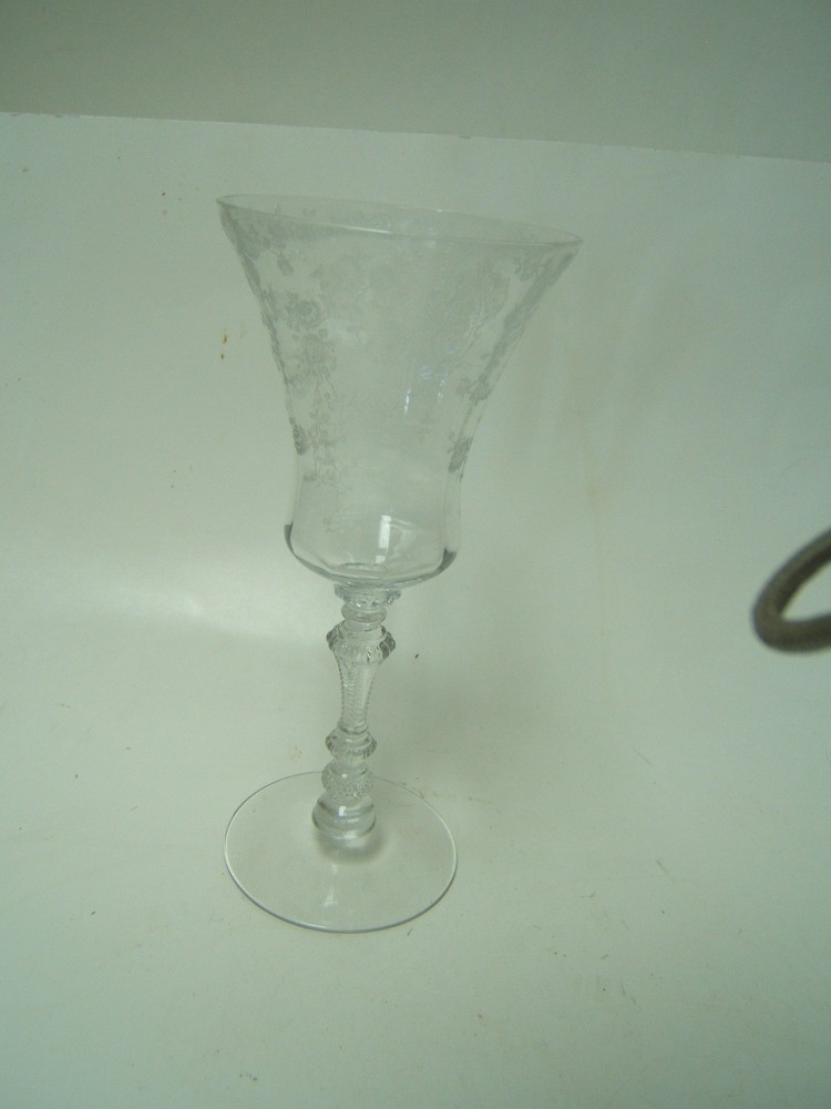 Cambridge Rose Point Stem 3500 Water Goblet 8 3/8″ 9 oz Tall Bowl