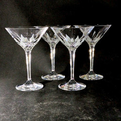 MIKASA FLAME D’AMORE MARTINI GLASSES, Cut & Frosted Lead Crystal, 6 5/8″, 4PCS