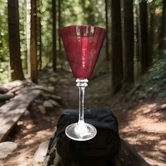 Pier 1 Ruby Red Fluted Ribbed Wine Goblet Flared Bowl Clear Stem 9.5″H 12oz NWT