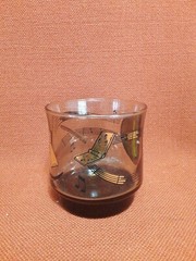 Gold Ram Low Ball Drinking Glass Clef Music Design, Instruments, Black Gold