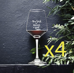 New York Wine Glasses x4 Premium 12 Oz Personalize Good Idea Quote City NEW