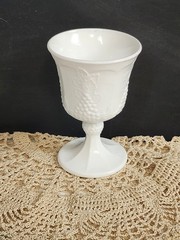 Vintage Colony Harvest Grape Milk Glass Footed Water Goblet