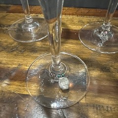 Vintage 80s Mikasa Crystal Ribbon Holly hand blown Set of 6 Glasses Gold Rim