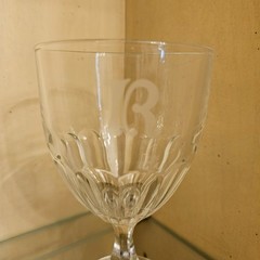 3 RANDOM size ANTIQUE TO VINTAGE GOBLETS monogramed «R» MID CENTURY