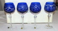 Royal Gallery FOUR Hock Glasses Blue Cased NIB