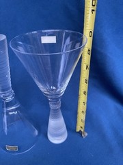 2 – Glasses Textured Frosted Stem Water Wine Martini Cosmo Glass 8 3/4”