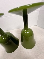 PORTIEUX VALLERYSTHAL Jade Green Glass Goblet Set Of 2, 1930’s, READ DETAILS