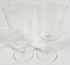 Tuscany Crystal Wine Glasses Etched Design 6″ Home Bar Decor