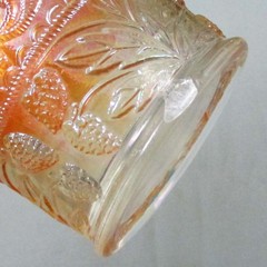 FENTON STRAWBERRY SCROLL MARIGOLD CARNIVAL GLASS TUMBLER B