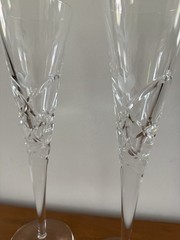 Miller Rogaska Crystal Champagne Flutes Etched Heart Wedding Toasting Glasses 2