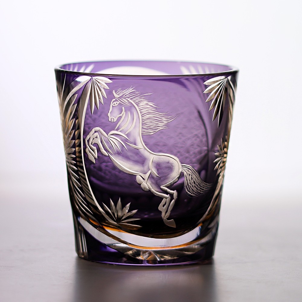 High-end Gifts Purple Crystal Whisky Glass Edo Kiriko Glass with Gift Box 320ml
