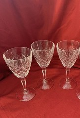 3 – Cristal D’Arques DAUPHINE Wine Glass Paneled Diamond Cut 7-1/4”Tall ELEGANT