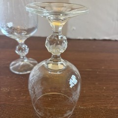 Set of 3 Bohemian Cascade Etched Wine Glasses by Import Assoc.