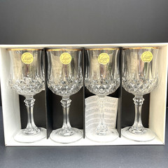 French 1990s Cristal d’Arques Longchamp Gold Genuine Lead Crystal Wine Glasses