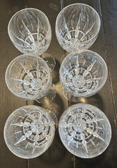 Six Da Vinci «Carrara» pattern crystal water goblets 9 1/2in