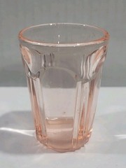 Vintage Selenium/Cadmium glow Hocking «COLONIAL/KNIFE & FORK» Pink Shot Glass