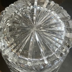 Lead Crystal Cut Glass Cookie Cracker Biscuit Candy Jar Hearts Tulips Vintage