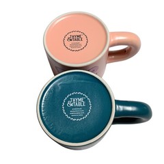 Thyme & Table Tt 2Pk Break Love 2-Piece Ceramic Mug Set 11.8 Oz Teal Peach