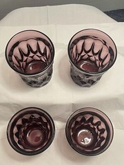 Vintage Noritake Perspective Amethyst Lowball Glasses Set Of 4 UV Reactive Plum