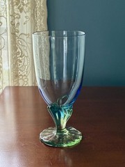 BORMIOLI ROCCO ITALY 2 BAHIA BLUE & GREEN ICED TEA GOBLETS GLASSES 7.5″ H