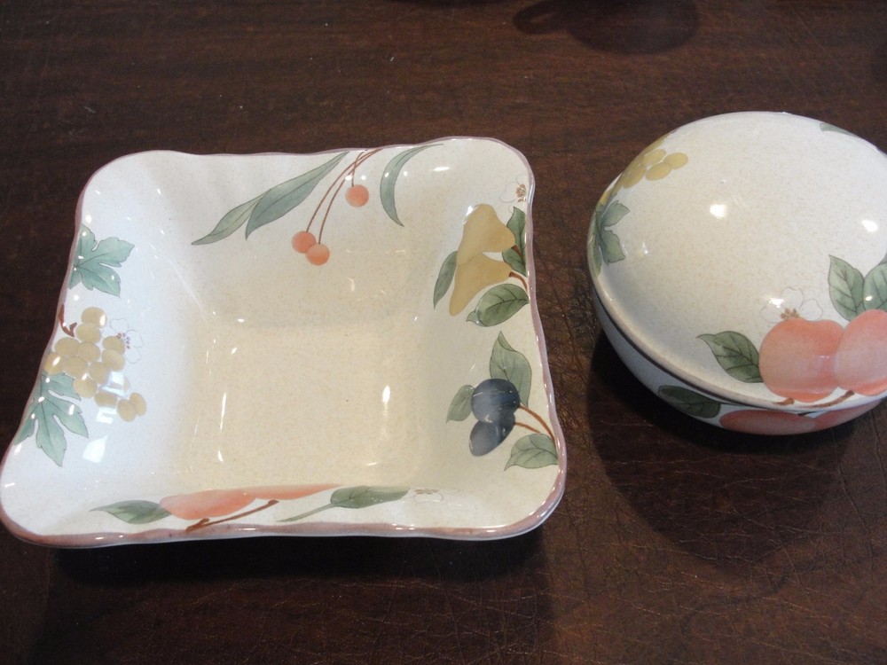 MIKASA FRUIT PANORAMA * LOOKS NEW!* SMALL BOWL 5 5/8″ X 2 1/2″ + ROUND BOX