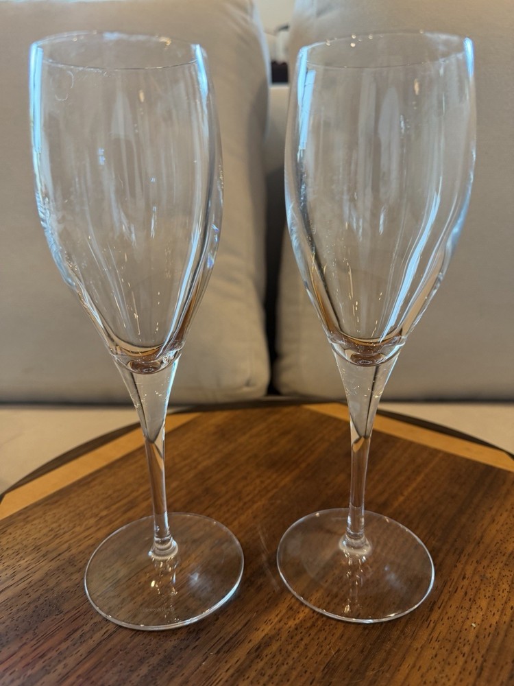 Villeroy & Boch TORINO Crystal Champagne Flutes – Set of 2 – 8.5″ Tall – Etched