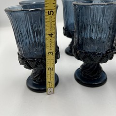 Vintage Fostoria Sorrento Dark Blue Water Wine Goblets Glass 5″ Set of 6