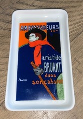 Vintage ParisianDecor Art Tray/Trinket Dish Ambassadeurs Aristide Bruant Toulou