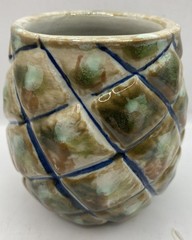 VTG~Louisville KY Stoneware Pineapple Art Pottery Tumbler Cups 8 Oz Set Of 6 EUC
