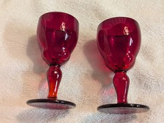 New Martinsville *MOONDROPS RED* Set Of 6 Cordial Glasses – Beautiful!