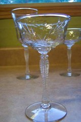 Rare Libbey Glass Clear Polished Cut LOTUS Liquor Cocktail 9000 Stem Excel Cond