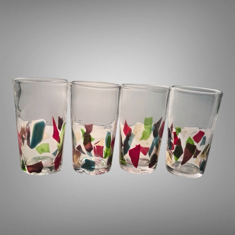 Murano Drinking Glasses Set Of 4 Colorful Hand Blown Glass Italian Glass