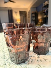 VTG Libbey Gibraltar Amethyst Purple Tumblers Glasses Set 9 Duratuff 5” & 4”