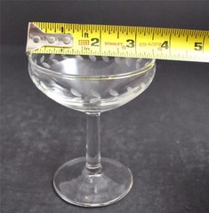 Vintage Etch Floral Leaf Sherbet Dessert Champagne Clear Glass Stemware Y32