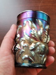 Nice Purple Dugan Carnival Glass Heavy Iris Pattern Tumbler
