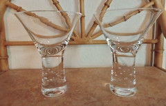 Set of 2 Crate & Barrel Verve Martini Glasses Bubble Stem Krosno Poland