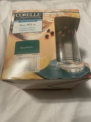4 CORELLE ROSMARIE 5 7/8″, 16 OZ COOLER GLASSES – UNUSED IN FACTORY BOX