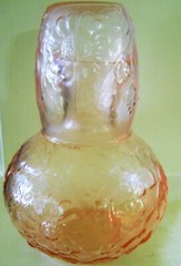 BEAUTIFUL 1800’S Pink Depression Glass WILD ROSE Bedside Carafe and Tumbler Set