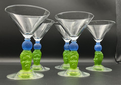 RICHARD JOLLEY 1996 Bombay Sapphire Gin Earth Tiki Man Martini Glass – Set of 5