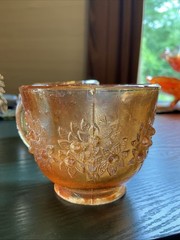 Vintage Fenton Carnival Glass Marigold Orange Tree Punch Cups (Pair)
