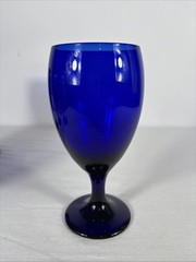 Set of 4 Libbey Cobalt Blue Water Goblets 7.25” Vintage Glass USA Stemware