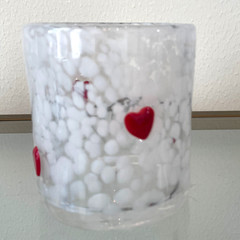 Red Heart White Confetti Glasses Set of 2 Icon Juice Glasses 17.25 oz NEW